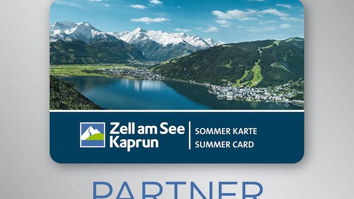 A map for the summer activities in Zell am See-Kaprun. It showcases an impressive mountain landscape and a clear lake in the background.