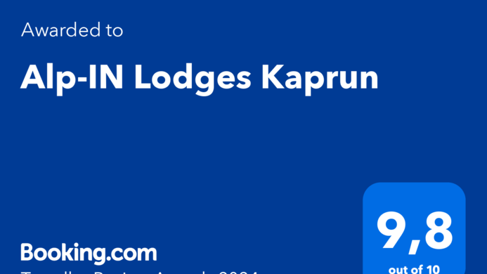 Award for Alp-IN Lodges Kaprun from Booking.com. Rated 9.8 out of 10 in 2024.